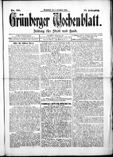 Grünberger Wochenblatt: Zeitung für Stadt und Land, No. 146. ( 7. Dezember 1912 )