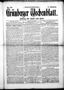 Grünberger Wochenblatt: Zeitung für Stadt und Land, No. 149. ( 14. Dezember 1912 )