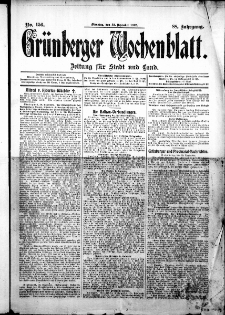 Grünberger Wochenblatt: Zeitung für Stadt und Land, No. 156. ( 31. Dezember 1912 )