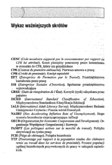 Ani bezrobocie, ani opieka społeczna: od wyboru do ekonomicznej realizacji - wykaz ważniejszych skr&oacute;t&oacute;w