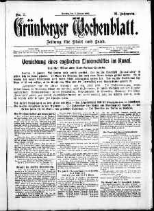 Grünberger Wochenblatt: Zeitung für Stadt und Land, No. 2. ( 3. Januar 1915 )