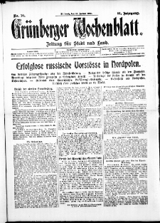 Grünberger Wochenblatt: Zeitung für Stadt und Land, No. 10. ( 13. Januar 1915 )