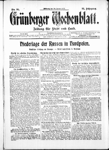 Grünberger Wochenblatt: Zeitung für Stadt und Land, No. 16. ( 20. Januar 1915 )