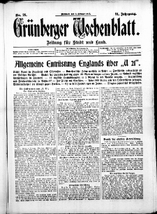 Grünberger Wochenblatt: Zeitung für Stadt und Land, No. 28. ( 3. Februar 1915 )