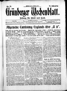 Grünberger Wochenblatt: Zeitung für Stadt und Land, No. 28. ( 3. Februar 1915 )