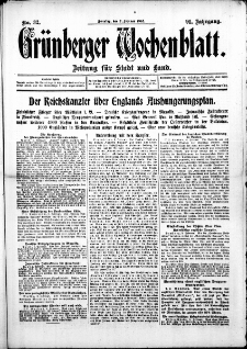 Grünberger Wochenblatt: Zeitung für Stadt und Land, No. 32. ( 7. Februar 1915 )