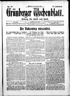 Grünberger Wochenblatt: Zeitung für Stadt und Land, No. 40. ( 17. Februar 1915 )