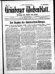 Grünberger Wochenblatt: Zeitung für Stadt und Land, No. 42. ( 19. Februar 1915 )