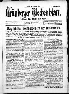 Grünberger Wochenblatt: Zeitung für Stadt und Land, No. 44. ( 21. Februar 1915 )