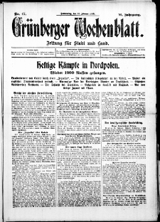 Grünberger Wochenblatt: Zeitung für Stadt und Land, No. 47. ( 25. Februar 1915 )