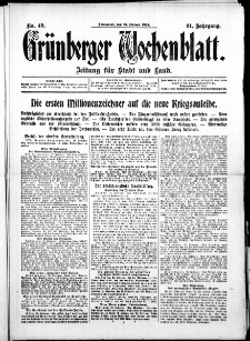 Grünberger Wochenblatt: Zeitung für Stadt und Land, No. 49. ( 27. Februar 1915 )