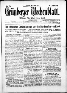 Grünberger Wochenblatt: Zeitung für Stadt und Land, No. 61. ( 3. März 1915 )