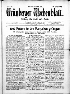 Grünberger Wochenblatt: Zeitung für Stadt und Land, No. 71. ( 25. März 1915 )