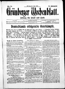 Grünberger Wochenblatt: Zeitung für Stadt und Land, No. 79. ( 4. April 1915 )