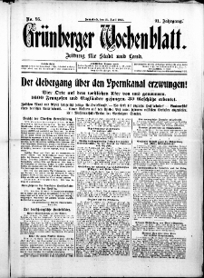 Grünberger Wochenblatt: Zeitung für Stadt und Land, No. 95. ( 24. April 1915 )