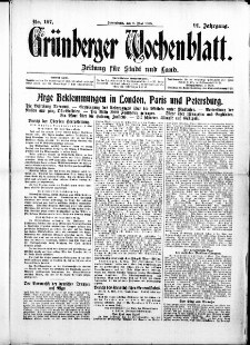 Grünberger Wochenblatt: Zeitung für Stadt und Land, No. 107. ( 8. Mai 1915 )