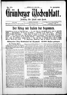 Grünberger Wochenblatt: Zeitung für Stadt und Land, No. 120. ( 26. Mai 1915 )