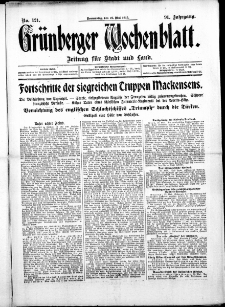Grünberger Wochenblatt: Zeitung für Stadt und Land, No. 121. ( 27. Mai 1915 )