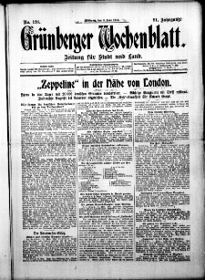 Grünberger Wochenblatt: Zeitung für Stadt und Land, No. 126. ( 2. Juni 1915 )