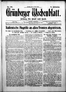 Grünberger Wochenblatt: Zeitung für Stadt und Land, No. 136. ( 13. Juni 1915 )