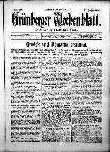 Grünberger Wochenblatt: Zeitung für Stadt und Land, No. 142. ( 20. Juni 1915 )