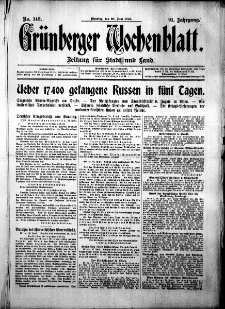 Grünberger Wochenblatt: Zeitung für Stadt und Land, No. 149. ( 29. Juni 1915 )