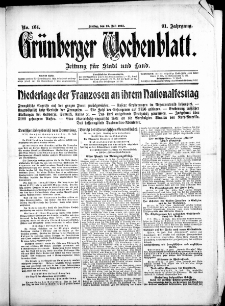 Grünberger Wochenblatt: Zeitung für Stadt und Land, No. 164. ( 16. Juli 1915 )
