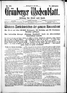Gr&uuml;nberger Wochenblatt: Zeitung f&uuml;r Stadt und Land, No. 167. ( 20. Juli 1915 )