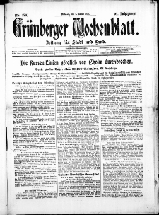 Grünberger Wochenblatt: Zeitung für Stadt und Land, No. 180. ( 4. August 1915 )