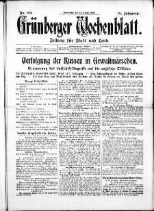 Grünberger Wochenblatt: Zeitung für Stadt und Land, No. 189. ( 14. August 1915 )