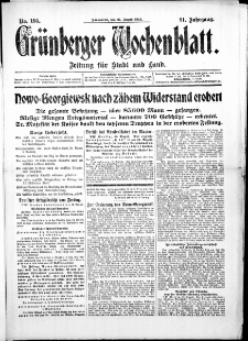 Grünberger Wochenblatt: Zeitung für Stadt und Land, No. 196. ( 22. August 1915 )