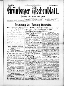 Grünberger Wochenblatt: Zeitung für Stadt und Land, No. 197. ( 24. August 1915 )