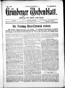 Grünberger Wochenblatt: Zeitung für Stadt und Land, No. 200. ( 27. August 1915 )