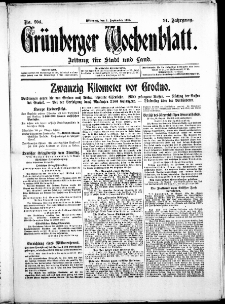Grünberger Wochenblatt: Zeitung für Stadt und Land, No. 204. ( 1. September 1915 )