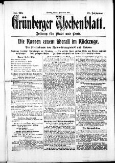 Grünberger Wochenblatt: Zeitung für Stadt und Land, No. 220. ( 19. September 1915 )