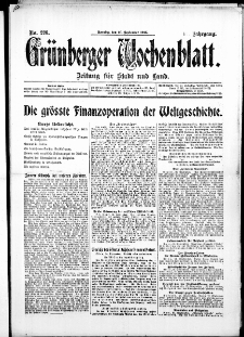 Grünberger Wochenblatt: Zeitung für Stadt und Land, No. 226. ( 26. September 1915 )