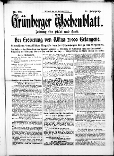 Grünberger Wochenblatt: Zeitung für Stadt und Land, No. 228. ( 29. September 1915 )