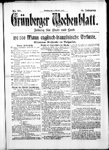 Grünberger Wochenblatt: Zeitung für Stadt und Land, No. 233. ( 5. Oktober 1915 )