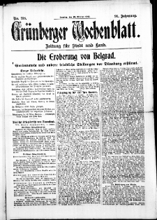 Grünberger Wochenblatt: Zeitung für Stadt und Land, No. 238. ( 10. Oktober 1915 )