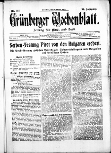 Grünberger Wochenblatt: Zeitung für Stadt und Land, No. 255. ( 30. Oktober 1915 )