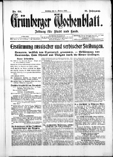 Grünberger Wochenblatt: Zeitung für Stadt und Land, No. 256. ( 31. Oktober 1915 )