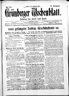 Grünberger Wochenblatt: Zeitung für Stadt und Land, No. 26. ( 3. November 1915 )
