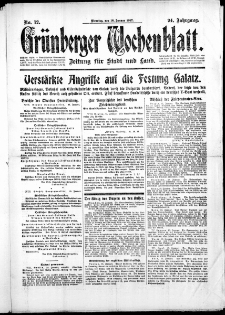 Grünberger Wochenblatt: Zeitung für Stadt und Land, No. 12. ( 16. Januar 1917 )