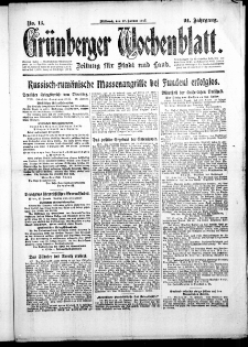 Grünberger Wochenblatt: Zeitung für Stadt und Land, No. 13. ( 17. Januar 1917 )