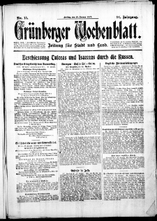 Grünberger Wochenblatt: Zeitung für Stadt und Land, No. 15. ( 19. Januar 1917 )