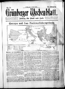 Gr&uuml;nberger Wochenblatt: Zeitung f&uuml;r Stadt und Land, No. 21. ( 26. Januar 1915 )