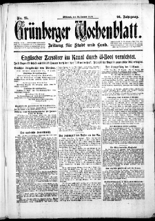 Gr&uuml;nberger Wochenblatt: Zeitung f&uuml;r Stadt und Land, No. 25. ( 31. Januar 1917 )