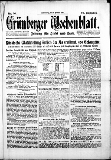 Grünberger Wochenblatt: Zeitung für Stadt und Land, No. 26. ( 1. Februar 1917 )