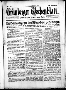 Grünberger Wochenblatt: Zeitung für Stadt und Land, No. 32. ( 8. Februar 1917 )