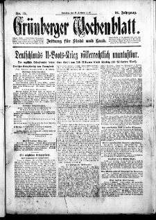 Grünberger Wochenblatt: Zeitung für Stadt und Land, No. 35. ( 11. Februar 1917 )